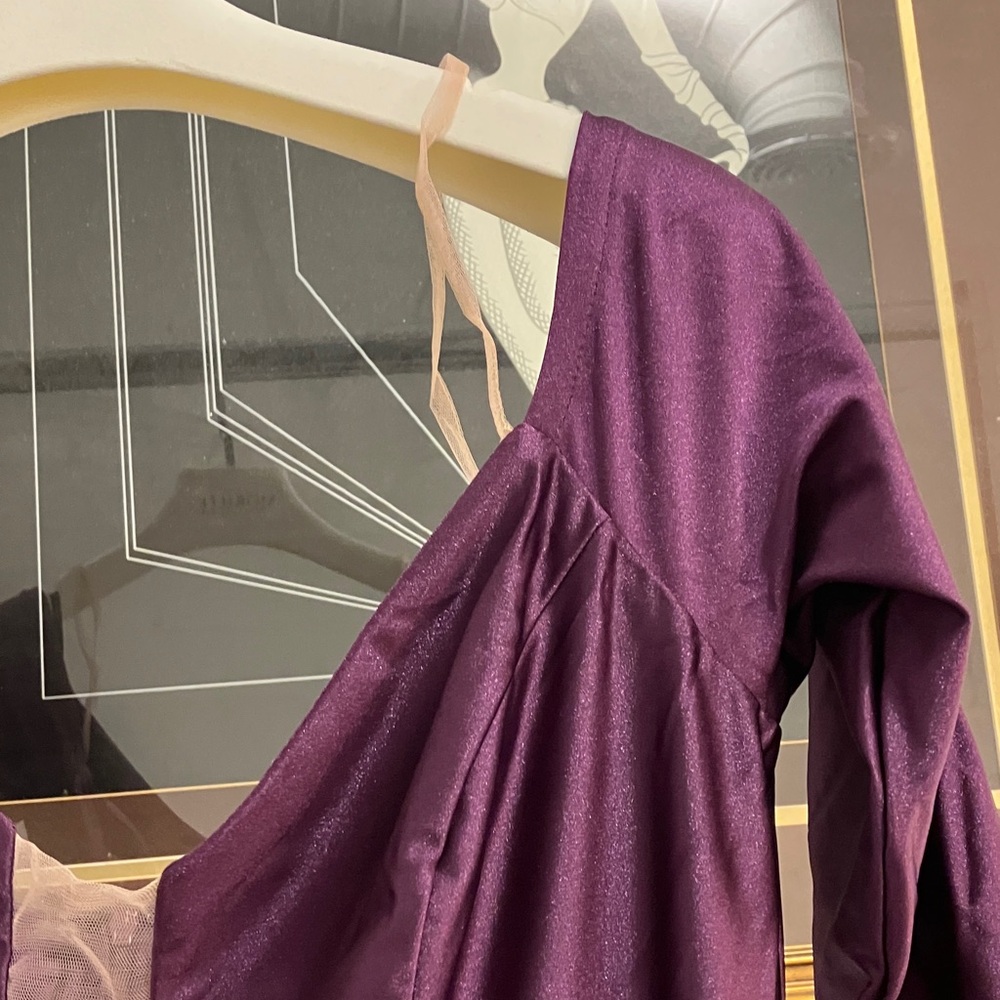 Jessica Angel USA Long Sleeve Off-Shoulder Purple Dress - Picture 9 of 14